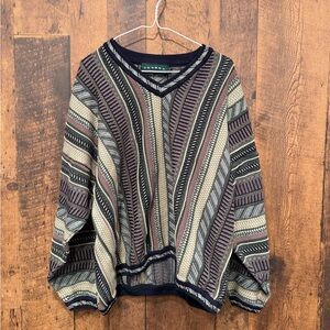 Vintage tundra Multicolor Coogi style grandpa Sweater 3X EUC